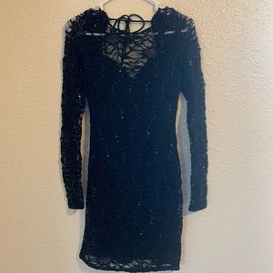 Black Lace backless dress